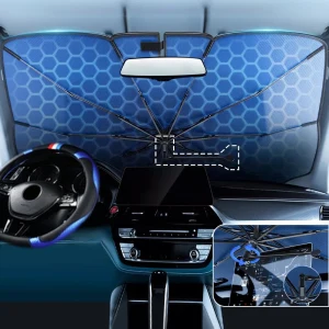 TOP7 자동차 햇빛가리개 추천 추천 모델 SEAMETAL 여름 차량용 햇빛가리개 우산형 앞유리 햇빛가리개 UV보호 선바이저 자외선 차단 햇빛차단, 단일 색상, 1개