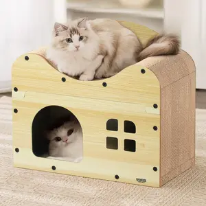 TOP21 고양이 숨숨집 추천 추천 모델 우아지오 2층8면 고양이 스크래쳐 숨숨집 하우스 연장확장가능, 1개, 원목색