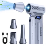 Product Image of the BOACE 초강력 무선 에어건 4단계 미니 핸디 청소기 120 000RPM LED 조명 잔량 표시 틈새 먼지 제거 청소기, Z3, 실버