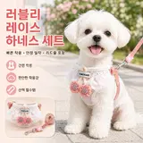 TOP14 강아지 하네스 추천 추천 모델 강아지 하네스 리드줄 세트 소형견 귀여운 레이스 가슴줄 목줄 일체형 산책용 반려동물 외출용 리드, 1개, 핑크