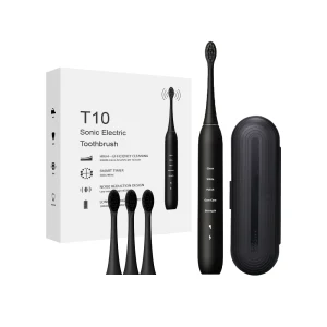 TOP10 전동칫솔 추천 추천 모델 Plexigo T10 음파 전동칫솔 칫솔모 4개 포함 여행용 케이스 4가지 모드 3단계 강도 조절 12가지 맞춤 케어, 1개, 블랙, T10