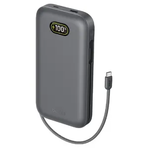 TOP10 노트북 보조배터리 추천 추천 모델 벨킨 울트라차지 프로 USB C 케이블 일체형 240W PD PPS 노트북 고속 충전 보조배터리 27500mAh, 차콜, BPB040qcCH