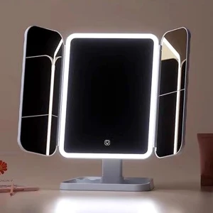 TOP7 화장대 놓을 곳 없는 작은 책상 LED 메이크업 거울 추천 추천 모델 플랜와이 무선 접이식 LED 화장 조명 탁상 거울, 화이트