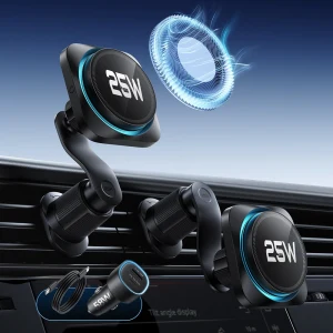 Product Image of the ESR 할로락 QI2.2 25W 쿨링팬 맥세이프 차량용 거치대 핸드폰 고속 무선충전기, 블랙, ED108