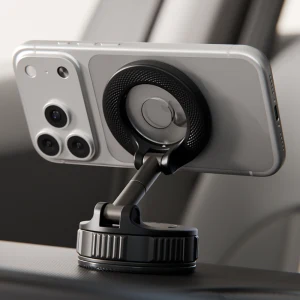 Product Image of the 신지모루 맥세이프 360도 M 다이얼 에어락 접이식 진공 흡착 차량용 거치대, 1개, 블랙