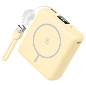 TOP10 맥세이프 보조배터리 추천 추천 모델 스마텍 미니 맥세이프 보조배터리 10000mAh + C타입 to C타입 스트랩 케이블 세트, 옐로우, STPB-MFB100