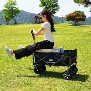 TOP7 피크닉 웨건 카트 추천 추천 모델 캠프시즌 프리미엄 전동 캠핑 웨건 왜건카트 광폭타이어 접이식카트 뒷문개방형, 1개, 블랙