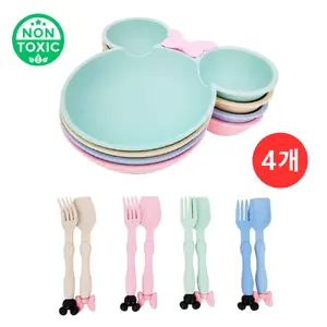 TOP10 유아 식기세트 추천 추천 모델 토리움 어린이 3구식판 풀세트 4P, 아이보리 + 핑크 + 민트 + 스카이블루, 1세트, 식판 4개 + 포크 4개 + 스푼 4개
