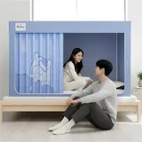 TOP12 난방텐트 추천 추천 모델 SINEET 암막텐트 기숙사 싱글침대 난방텐트 모기장, 라이트 블루 2